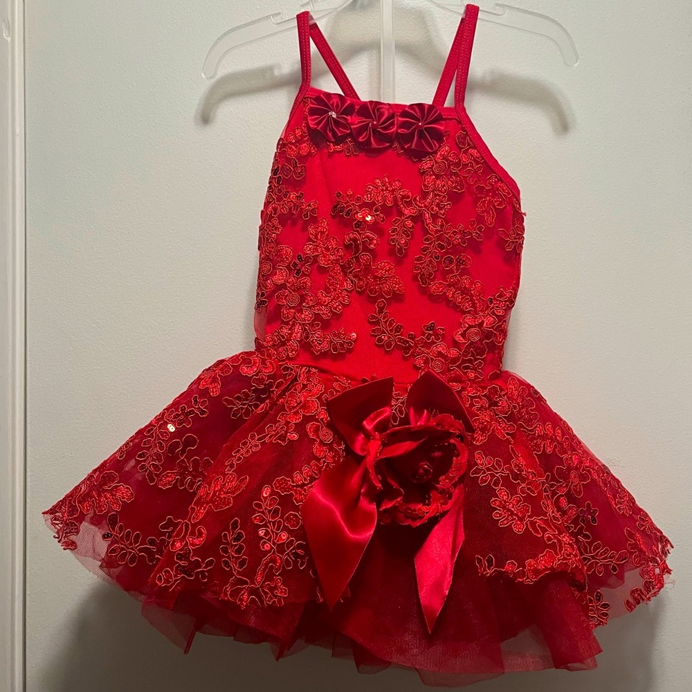 Gracie Red Sparkly Tutu Ballet Dance Recital Costume Child Small